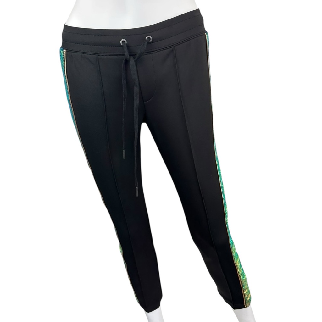 Pam&Gela Black Sequin Trim Track Pants Size S